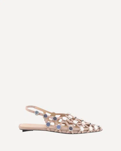 Attico Suede Flats With Open Design And Studs In Pink