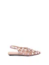 Attico Grid Embellished Slingback Flats In Brown