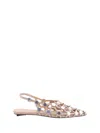 Attico Grid Embellished Slingback Flats In Mud