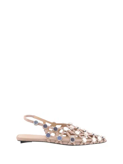 Attico Suede Flats With Open Design And Studs In Pink