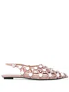 Attico Grid Embellished Slingback Flats In Pink