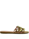 Attico Grid Embellished Sandals In Green