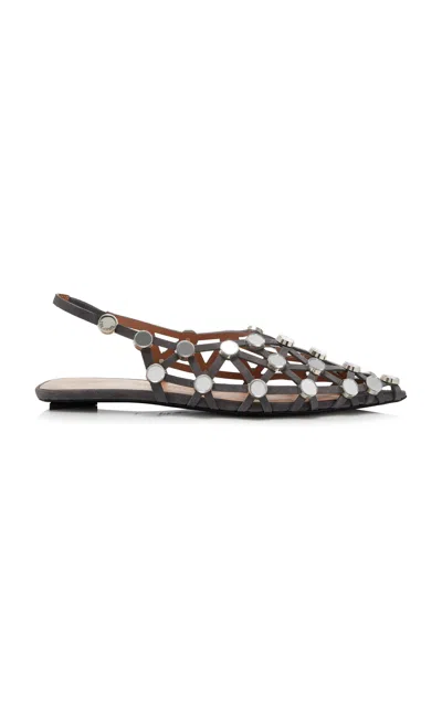 ATTICO GRID EMBELLISHED SUEDE SLINGBACK FLATS