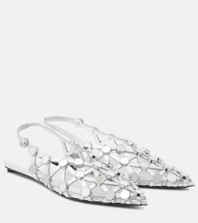 ATTICO GRID LEATHER BALLET FLATS