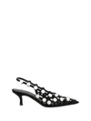 Attico The  Black Open Lattice Design Low-heeled Shoes In Black