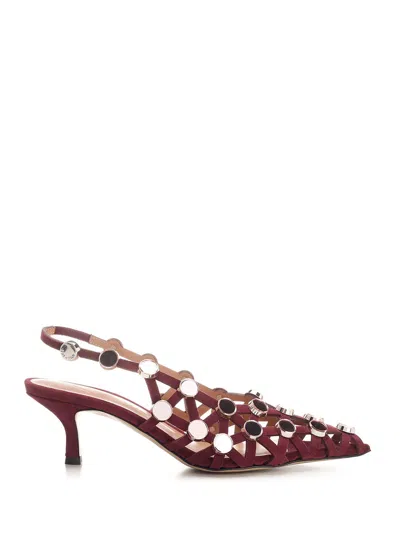 Attico Grid Pumps Bordeaux In Burgundy