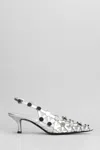 Attico Grid Studded Metallic Leather Slingback Pumps