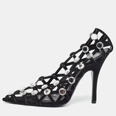 Pre-owned Attico Grid Size 40 Black Suede Pumps