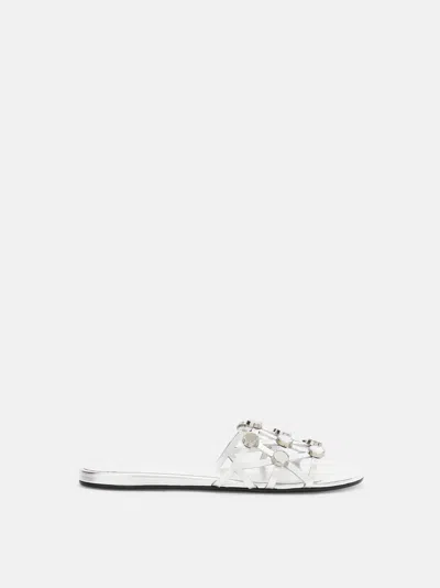 Attico Slide ''grid'' Flat Silver In White
