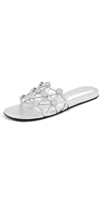 Attico Grid Slide Flats Silver