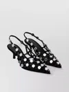 Attico Grid Slingback Embellished Kitten Heel Pumps