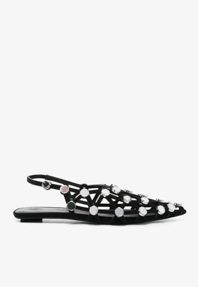 Attico Grid Slingback Flats In Multi