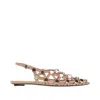 Attico Grid Embellished Slingback Flats In Pink