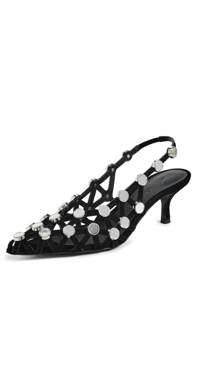 Attico Grid Slingback Pumps 50mm Black
