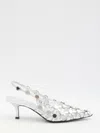 Attico Grid Studded Metallic Leather Slingback Pumps In Silver