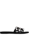 Attico Grid Studded Flats In Black