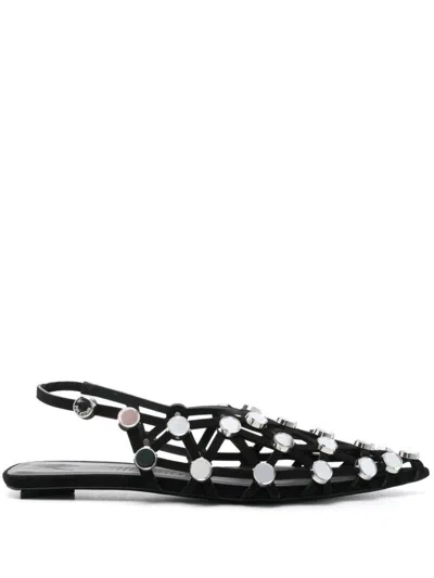ATTICO GRID SUEDE FLAT SLINGBACK
