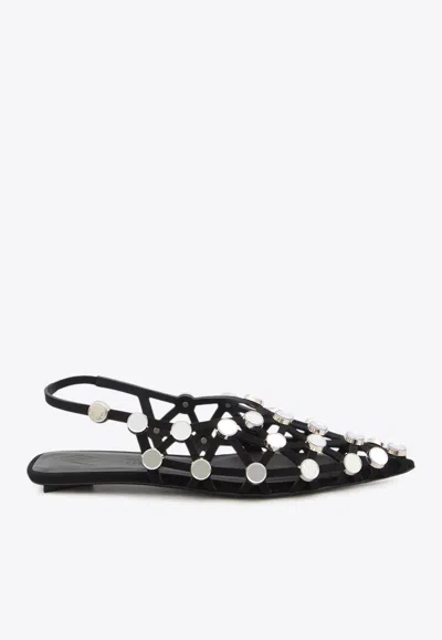 ATTICO GRID SUEDE SLINGBACK FLATS