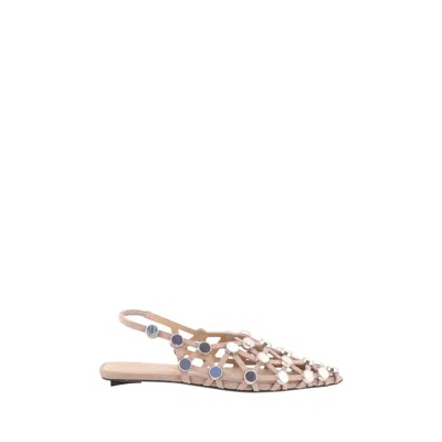 Attico Suede Flats With Open Design And Studs In Pink