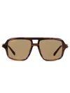 Attico Gucci Brown Navigator Sunglasses In Brown