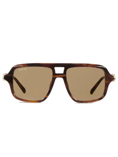 Attico Gucci Brown Navigator Sunglasses