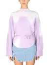 Attico Half Neck Sweatshirt With Knotted Ribbons In Purple