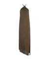 Attico Womens Military Green Halterneck Regular-fit Woven Midi Dress