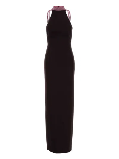 Attico Halterneck Backless Dress In Purple