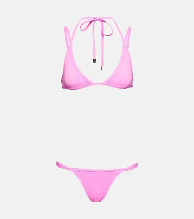 Attico Triangle Double-strap Bikini In Pink