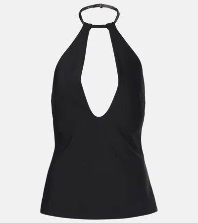 Attico Buckle-fastening Halterneck Blouse In Black
