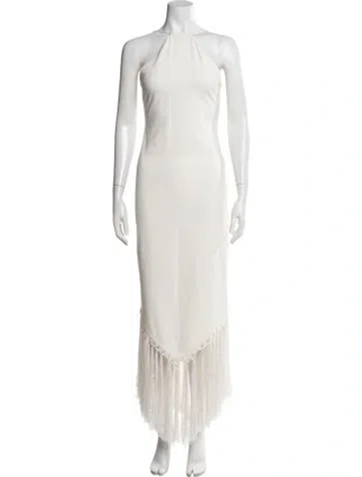 Pre-owned Attico Halterneck Long Dress In Neutral