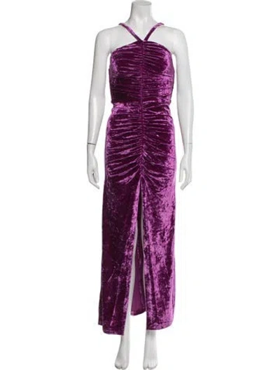 Pre-owned Attico Halterneck Long Dress In Purple