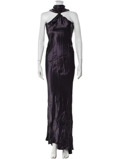 Pre-owned Attico Halterneck Long Dress In Purple