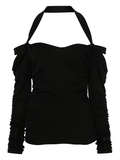 ATTICO HALTERNECK LONG-SLEEVES MINI DRESS