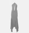 Attico Keyhole Cut-out Maxi Dress In Grey