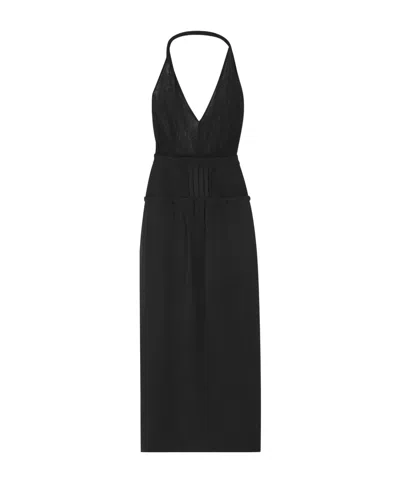 Attico Jersey Halterneck Midi Dress In Black