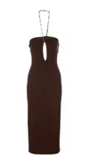 Attico Halterneck Midi Dress In Black