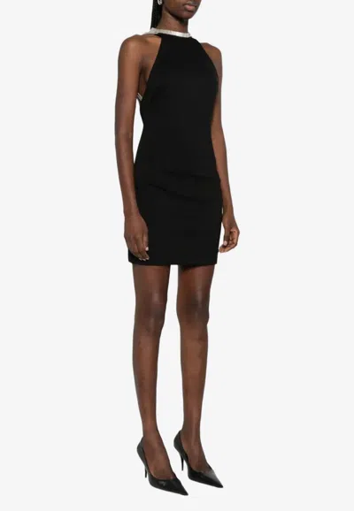 Attico Halterneck Mini Dress In Black