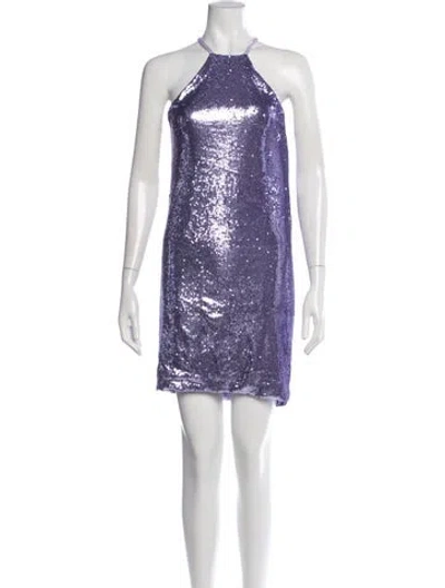 Pre-owned Attico Halterneck Mini Dress In Purple