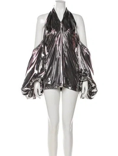 Pre-owned Attico Halterneck Mini Dress In Silver