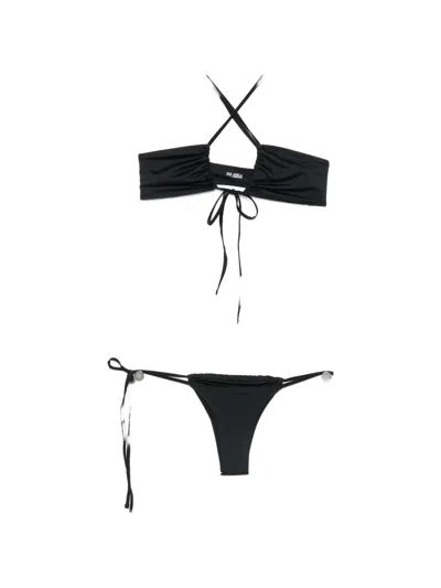 Attico Halterneck Side-tie Bikini In Black