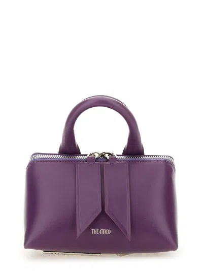 Attico Friday Leather Top Handle Bag In Purple