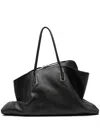 Attico Black Calf Leather Bos Taurus Shoulder Bag In Black