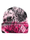 Attico Abstract Print Brushed Wool Beanie In Fuxia/black/white