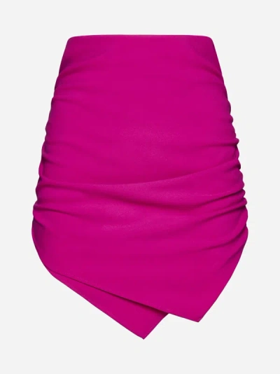 Attico Hatty Ruched Asymmetric Miniskirt In Super Pink