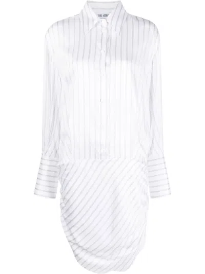 Attico Hatty Striped Shirtdress In White
