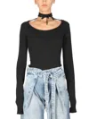 Attico Heather Cotton Blend Sweater In Black