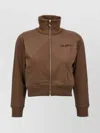 Attico Cropped Brown Sweatshirt With Embossed Logo