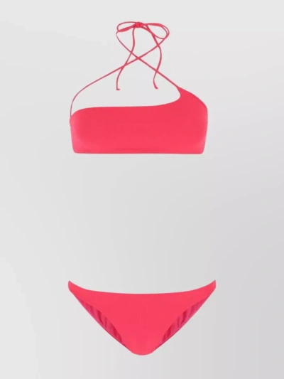 Attico High-cut Nylon Bikini Bottom In Pink