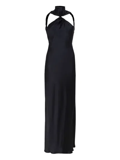 Attico High-neck Twisted Maxi Dress In Black